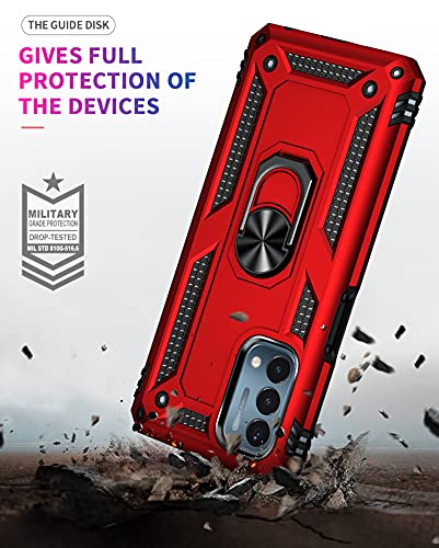 OnePlus Nord N200 5G Case - Heavy Duty Shockproof Red with Kickstand