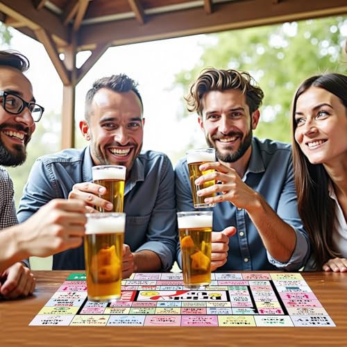Drinking Board Game for Adults - Leather Mat, Multicolor - 2-8 Players