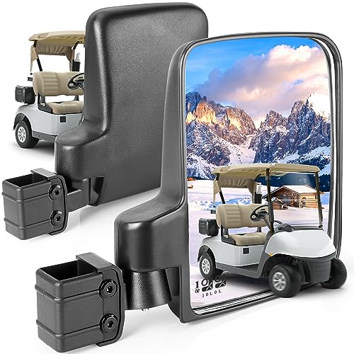 Golf Cart Side Mirrors - HD Shatterproof Glass, 180° Adjustable