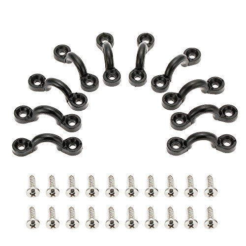 10-Piece Nylon Bungee Deck Loops Kit with Screws for Kayaks and Boats