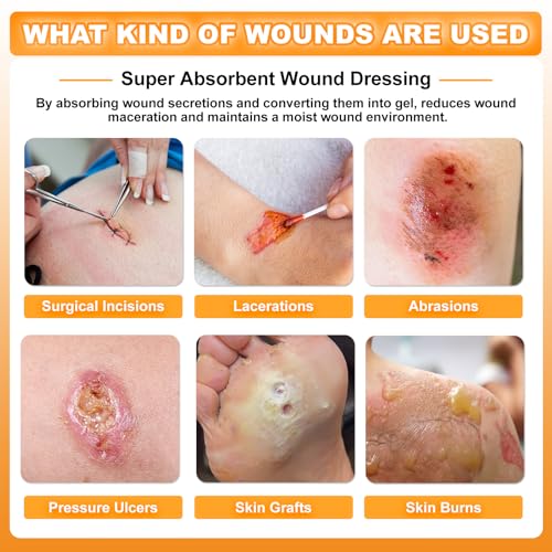 Carbou 4x8-Inch Super Absorbent Wound Dressings Pack of 10 - Non-Adhesive Gauze Pads for Post-Op & Ulcers