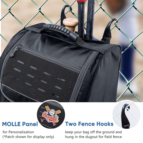 VIGEGARI Rolling Baseball Bat Bag with Wheels, Large Capacity Gear Bag for Bats & Equipment
