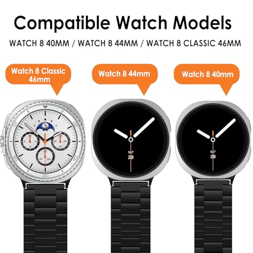 20mm Stainless Steel Watch Band Connectors for Samsung Galaxy Watch 8 & Classic 46mm - 6 Pack