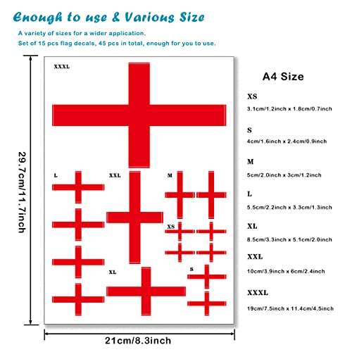 QQSD England Flag Sticker English Decal in Multiple Sizes, 3 Pack, 11.7 x 8.3 Inches