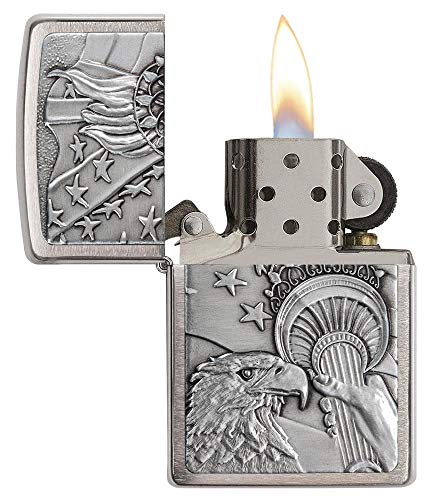 Zippo Eagles Dare Chrome Lighter - Windproof Refillable Flip-Top USA Made