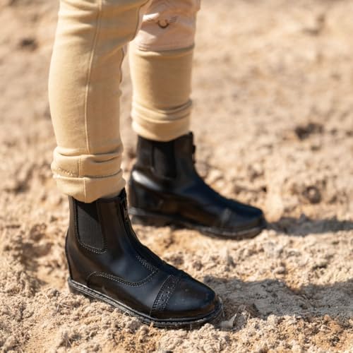 Children's Front Zip Paddock Boots - Durable & Water-Resistant - 5 Big Kid / Black