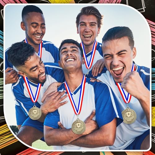 30 Pcs Champion Medals with Neck Ribbons - 2 Inch Awards