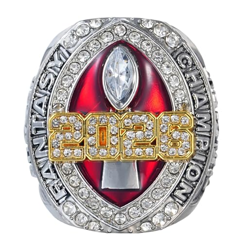Fantasy Football Championship Ring - Red Size 11 with Display Trophy