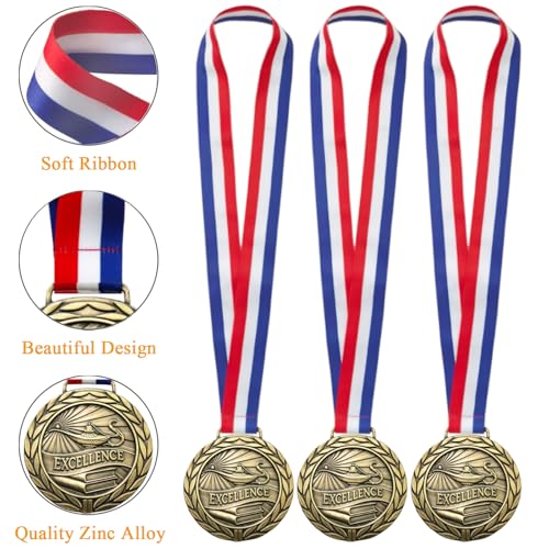3-Inch Academic Excellence Gold Medal with Neck Ribbon for Awards
