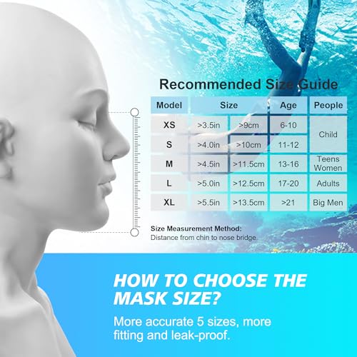 Xyuee Devilfish Full Face Snorkel Mask Adults Black XL - 180° Panoramic, Anti-Fog & Leak-Proof Snorkeling Gear