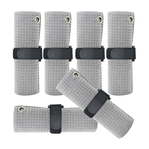 Microfiber Golf Towels - 6 Pack, 13" x 13", Gray with Clip