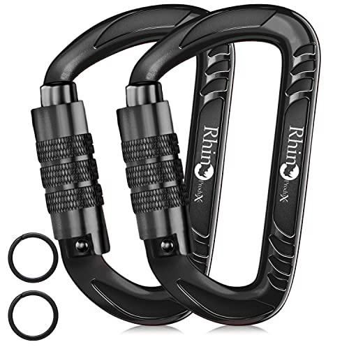 Heavy Duty Autolocking Carabiner Clips - 12kN Capacity, 2PCS