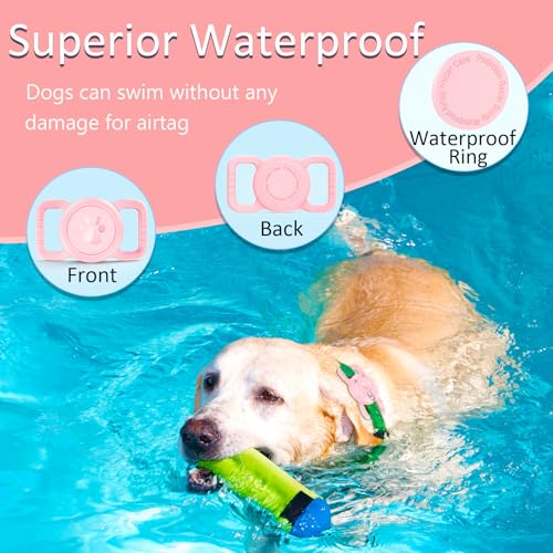 Waterproof Silicone AirTag Holder for Dog Collar - Pink