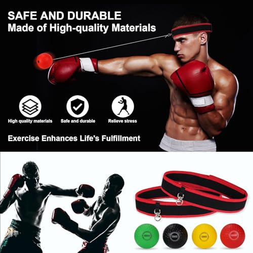 Boxing Reflex Ball Set - Training Balls with Headband - 4 Balls