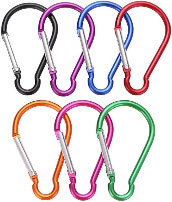 Set of 5 Aluminum Carabiner Clips - 4 Inch Keychain Hooks