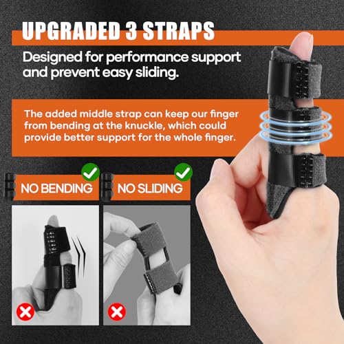 Trigger Finger Splint 2pcs - Adjustable Pain Relief Brace for Index, Middle, Ring Finger - Black