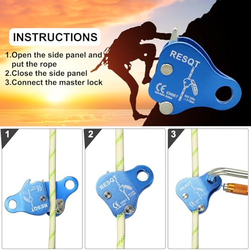RESQT Climbing Ascender Rope Grab Fall Protection Device Aluminum Alloy