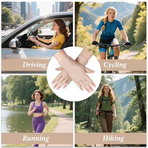 UV Protection Fingerless Gloves for Driving and Manicures - 2 Pair Set