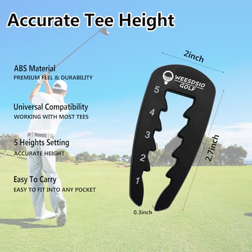 Adjustable Golf Tee Height Tool - 5 Precise Settings for Consistent Swings