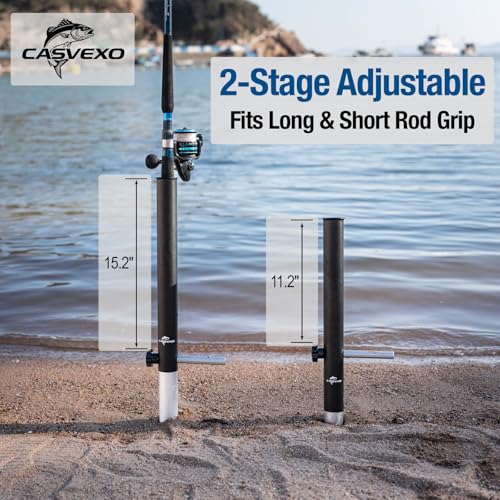 Casvexo 1/2 Pack Aluminum Sand Spikes for Surf Fishing Rod Holder, Telescopic & Portable, Adjustable with Storage Bag