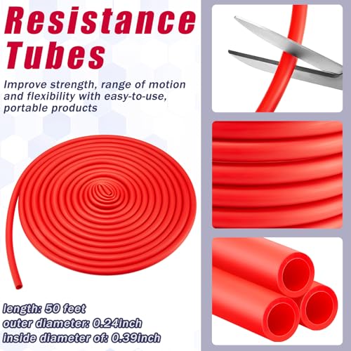 Wesnoy Level 3 Beginner Resistance Tubes 50ft Exercise Band for Yoga, Rehab, Home Workouts