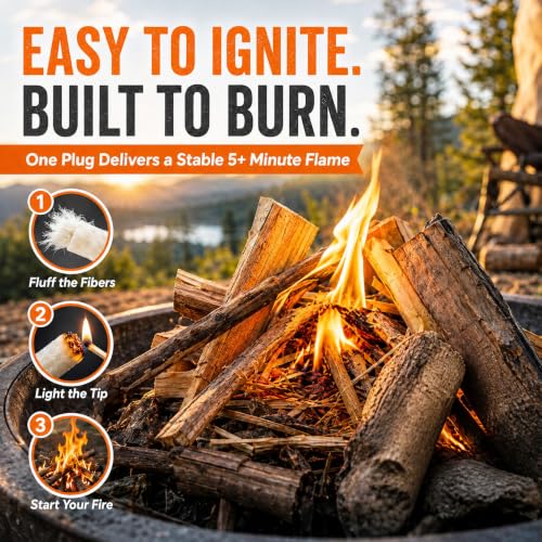 Waterproof Fire Starter Plugs - 25 Pack for Camping & Survival