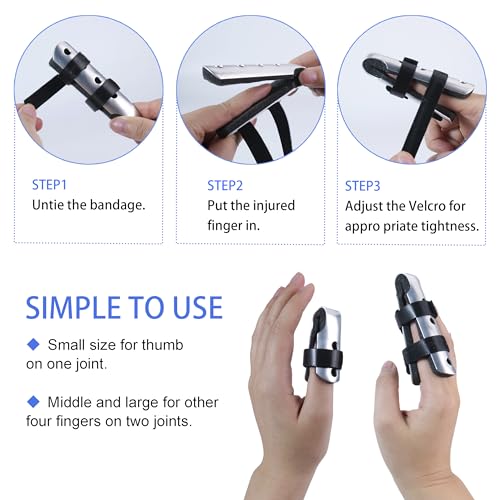Finger Splint Support Brace for Injuries, Arthritis, Fractures - 3 Pack