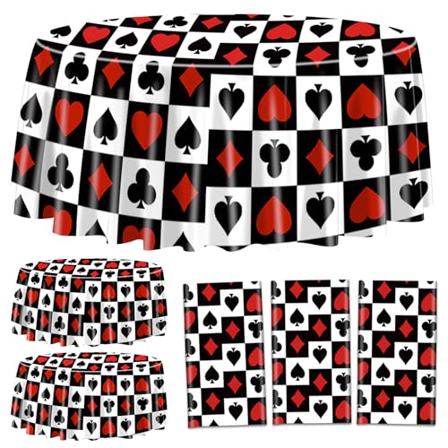 3-Piece Casino Tablecloth Set - Round Poker Table Covers, 84 x 84 Inch