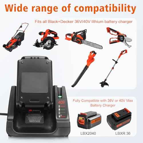 40V Lithium Battery Replacement for Black and Decker, 3000mAh Battery and Charger Combo Compatible with Black & Decker 40 Volt Max LBX2040 LBXR2036 LBXR36 LBX1540 LBX2540 Cordless Power+ Tools