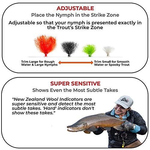 New Zealand Fly Fishing Strike Indicator Combo Pack with Adjustable Knotless System - Stealth and Sensitive