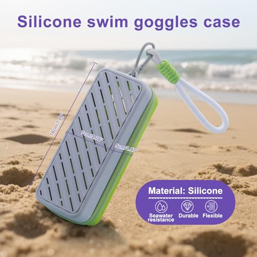 Silicone Swim Goggle Case with Drain Holes & Carabiner