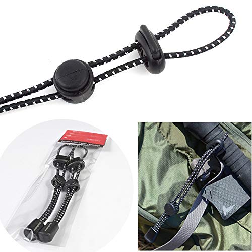 2-Piece Adjustable Hiking Pole Holder with Elastic Rope - Black