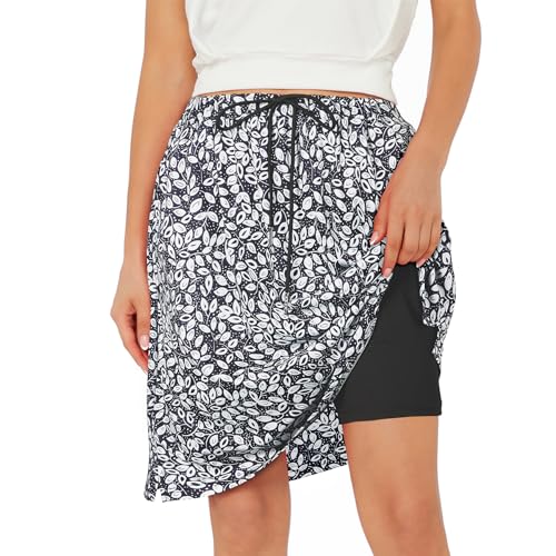 Skorts for Women with Pockets Knee Length Skirts Shorts Underneath