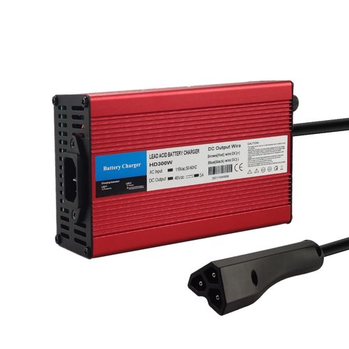 48V 5A RXV Golf Cart Battery Charger for Ez-Go EZgo TXT with RXV Plug 3 Prong, Red Aluminum Shell