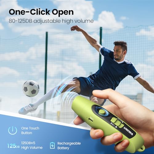UNIWA Green Electronic Whistle with USB Charging, 3 Tone & High Volume for Referees & Outdoor Safety
