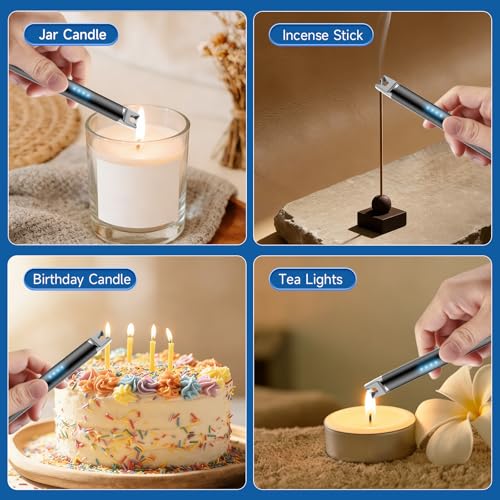 2-Pack Electric Candle Lighter, USB Rechargeable Plasma Arc Lighter - Black
