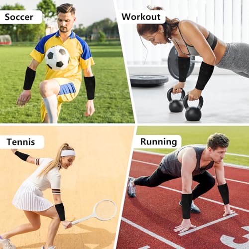 9-Inch Black Wrist Sweatbands - 2 Pack for Men & Women