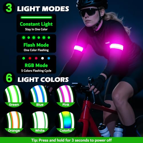 LED Armband Rechargeable for Running(2 Pack),Light Up Arm Bands Night