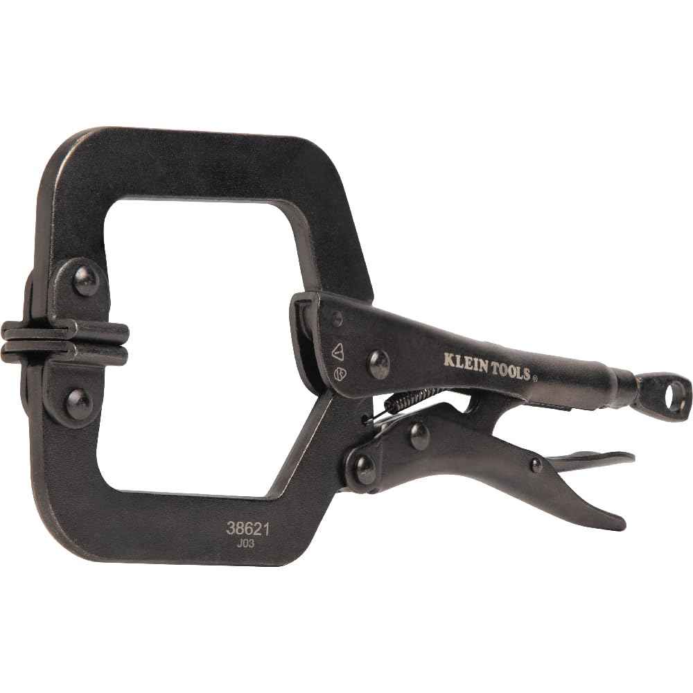 Klein Tools 38621 C-Clamp Locking Pliers with Swivel Pad Jaws, Intuitive Thumb Knob, Adjustable Clamp for Home, Shop, Woodworking, 9-Inch