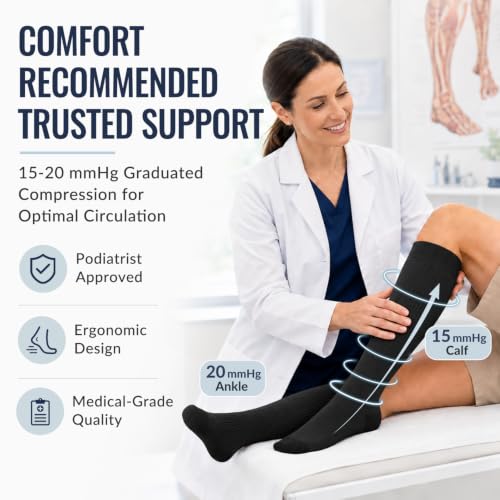 Copper Compression Socks for Women & Men (6 Pairs) Large-X-Large / 10 Black – Copper Infused Support