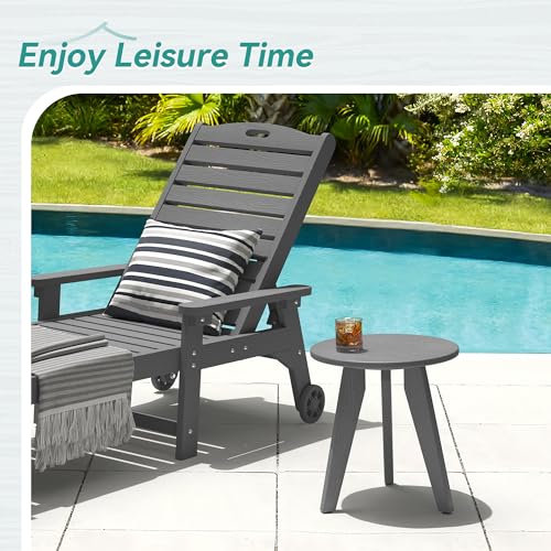 Homenjoy Grey Outdoor Side Table - Small Round Patio End Table for Garden & Lounge