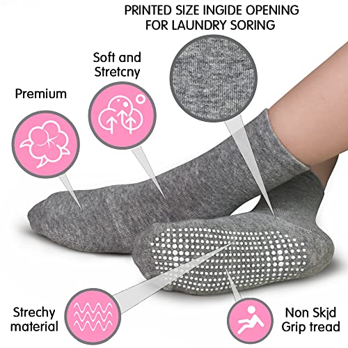 Toddler Socks with Grippers for Boys Girls 15 Pairs - Black/Grey, 5-7 Years