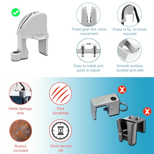 Cendasun Silver 6 Pack Pontoon Boat Fender Clips - Square Rail Docking Hangers