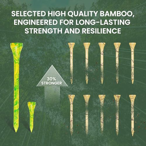 Durable Bamboo Golf Tees - 50 Pack - 3 1/4 Inch Green