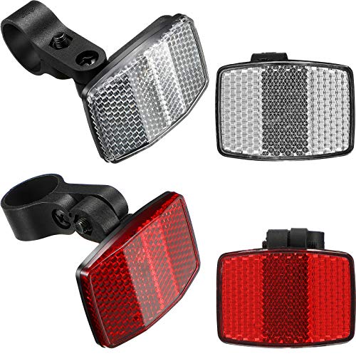 Bicycle Reflectors Set - 4 Pcs Red & White Front Rear Lights
