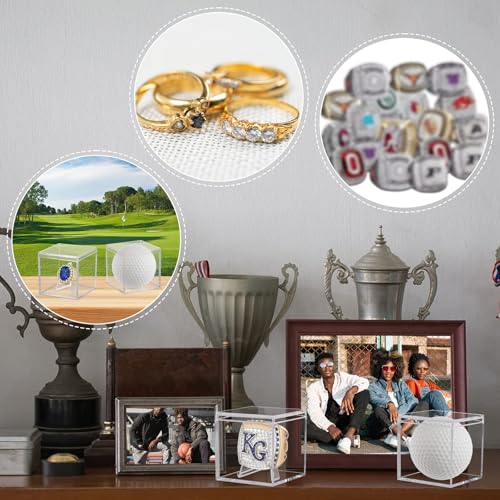 Clear Acrylic Championship Ring Display Case - 2 Pack Cube Holder