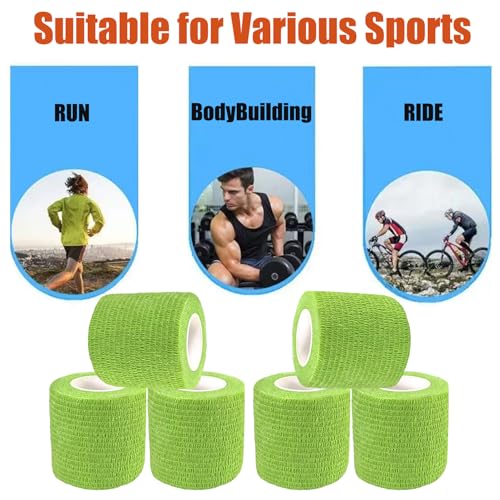 Self Adhesive Bandage Wrap - 6 Pack, 2" x 5 Yards, Green