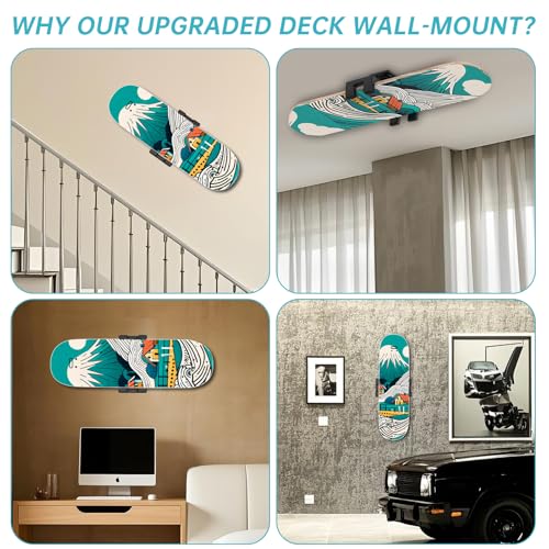 ZIDIHUB Skateboard Wall Mount 360° Rotating Display — 1 Set