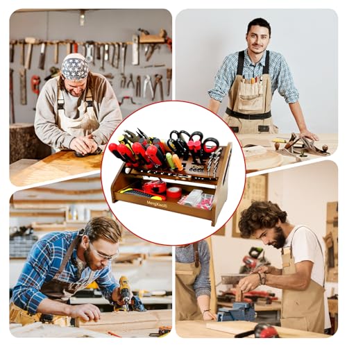 Bamboo Screwdriver Organizer Rack Desktop Hand Tool Stand Repair Tool Storage Holder Small Tool Storage Holder for Desk Top desktop tool organizer Suitable for studios/garages/DIY enthusiasts