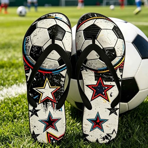 USA Soccer Flip Flops - American Flag Eagle Sandals - 6.5-7 Women/5.5-6 Men